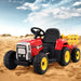 Tractor with Detachable Trailer Kids Ride On Electric Car | Engine Red (with Yellow)