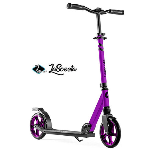 LaScooter Foldable, Portable & Height Adjustable Kids, Teen or Adult 2 Wheel Scooter | Purple Plum