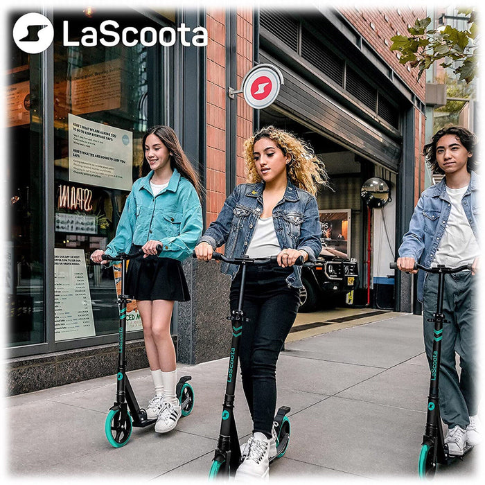 LaScooter Foldable, Portable & Height Adjustable Kids, Teen or Adult 2 Wheel Scooter | Purple Plum