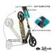 LaScooter Foldable, Portable & Height Adjustable Kids, Teen or Adult 2 Wheel Scooter | Black & Grafitti