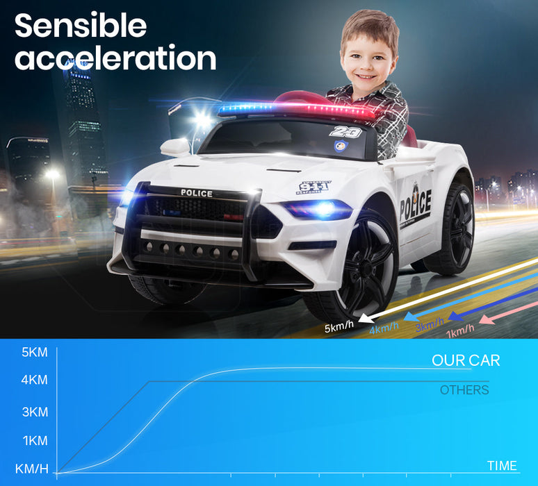 Ford Mustang GT350 Police Inspired Kids Ride On Car White