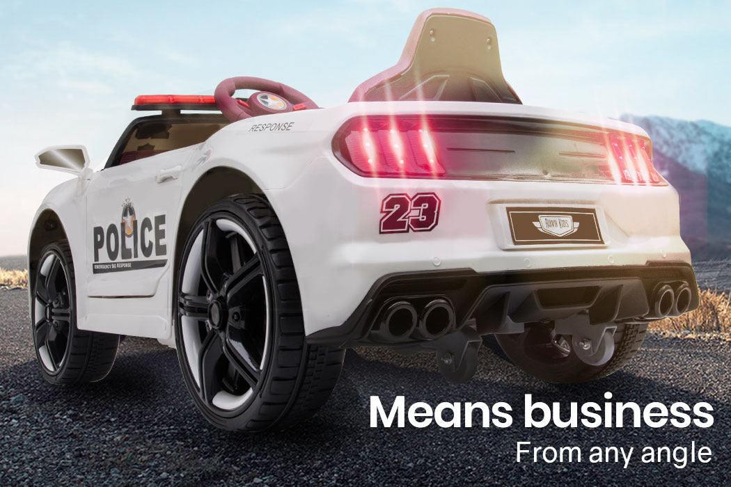 Ford Mustang GT350 Police Inspired Kids Ride On Car White