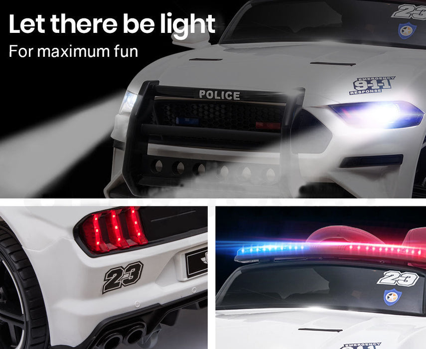 Ford Mustang GT350 Police Inspired Kids Ride On Car White