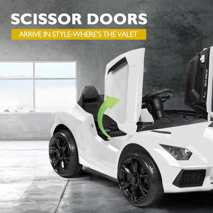 Lamborghini Inspired Kids Ride On Car with Parental Remote Control Frost White