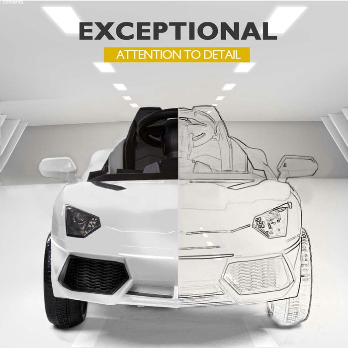 Lamborghini Inspired Kids Ride On Car with Parental Remote Control Frost White