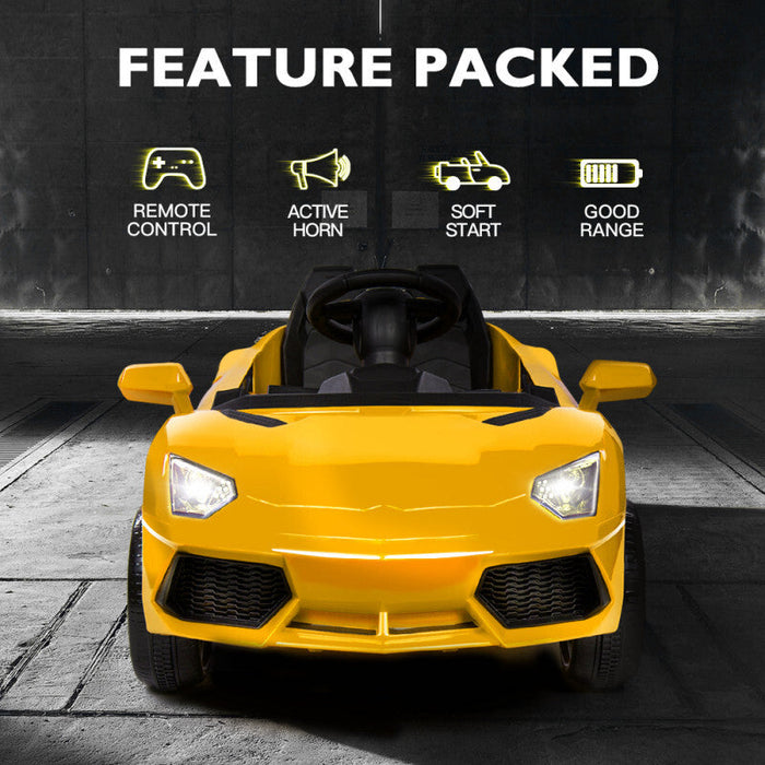 Lamborghini Inspired Kids Ride On Car with Parental Remote Control Lightning Yellow