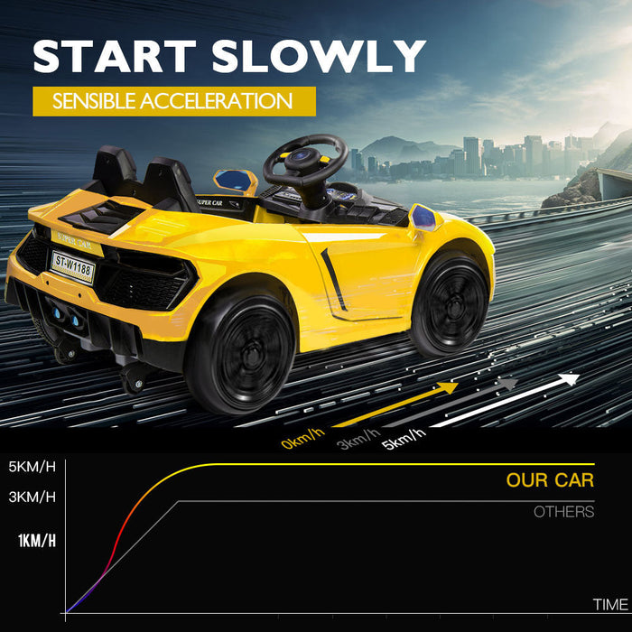 Lamborghini Inspired Kids Ride On Car with Parental Remote Control Lightning Yellow