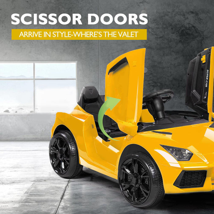 Lamborghini Inspired Kids Ride On Car with Parental Remote Control Lightning Yellow