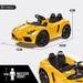 Lamborghini Inspired Kids Ride On Car with Parental Remote Control Lightning Yellow