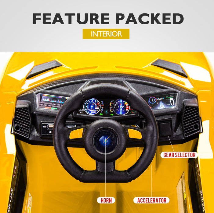 Lamborghini Inspired Kids Ride On Car with Parental Remote Control Lightning Yellow