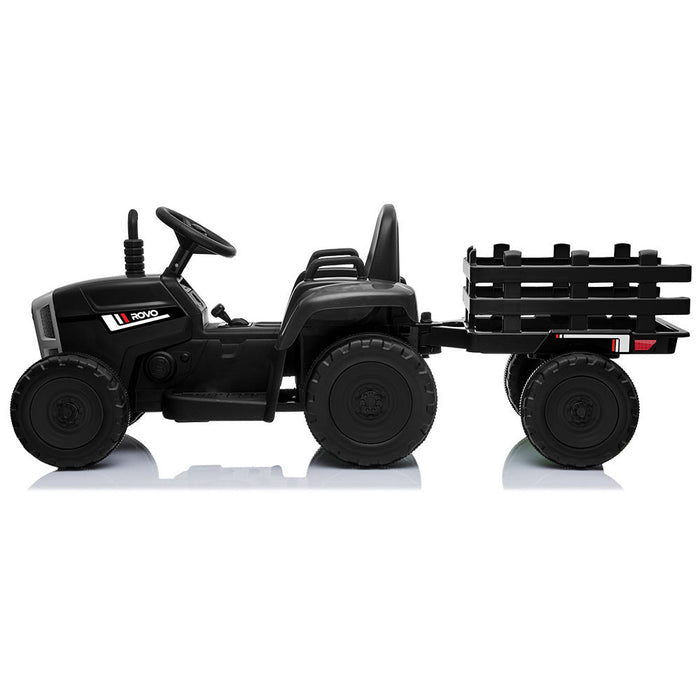 Tractor with Detachable Trailer Kids Ride On Electric Car with Remote Control | Jet Black