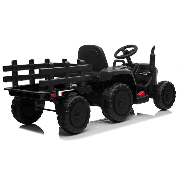 Tractor with Detachable Trailer Kids Ride On Electric Car with Remote Control | Jet Black