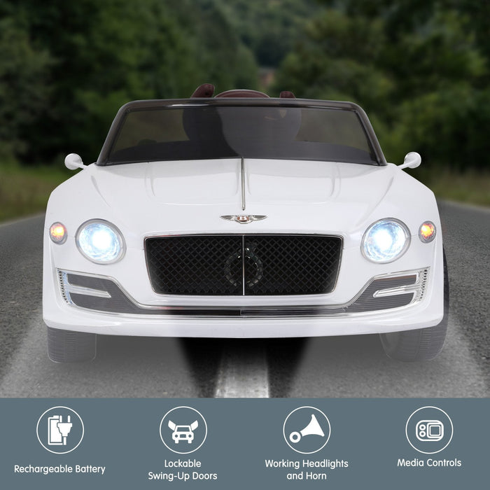 Bentley Inspired Kids Ride On Car with Remote Control | White