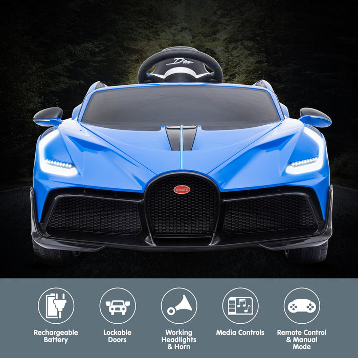 Officially Licensed Bugatti Divo Kids Premium Ride On Car with Remote Control | French Racing Blue