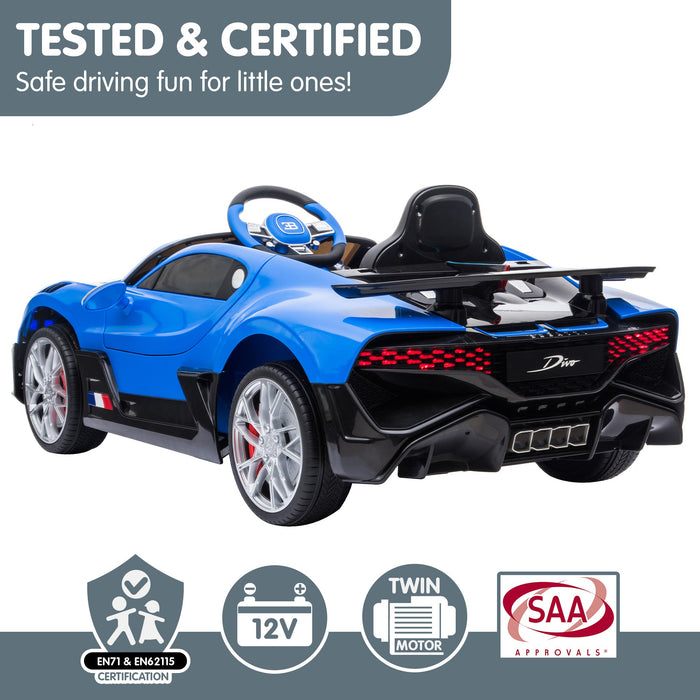 Officially Licensed Bugatti Divo Kids Premium Ride On Car with Remote Control | French Racing Blue