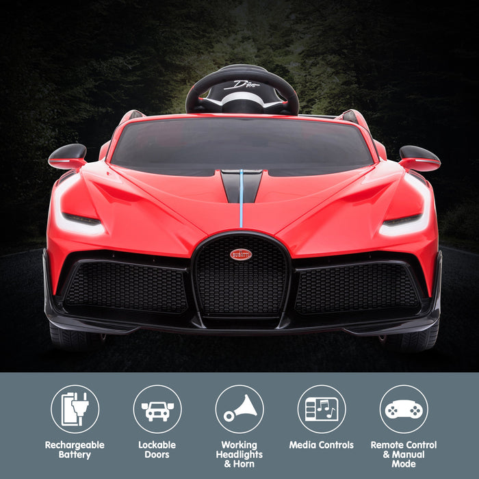 Officially Licensed Bugatti Divo Kids Premium Ride On Car with Remote Control | Light Red