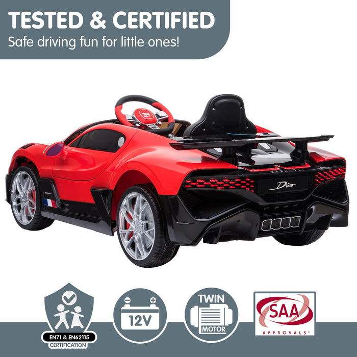 Officially Licensed Bugatti Divo Kids Premium Ride On Car with Remote Control | Light Red