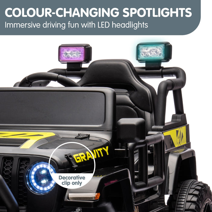 Toyota Jeep Inspired Kids Ride On Car with Remote Control & Detachable Shovel | Raven Black