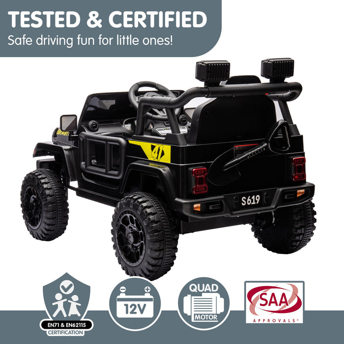 Toyota Jeep Inspired Kids Ride On Car with Remote Control & Detachable Shovel | Raven Black