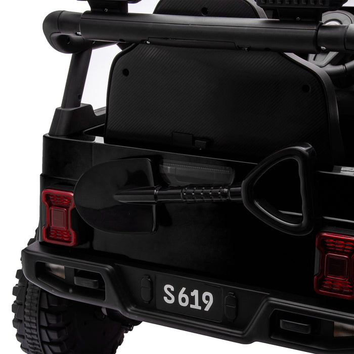 Toyota Jeep Inspired Kids Ride On Car with Remote Control & Detachable Shovel | Raven Black