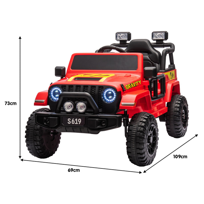 Toyota Jeep Inspired Kids Ride On Car with Remote Control & Detachable Shovel | Cherry Red