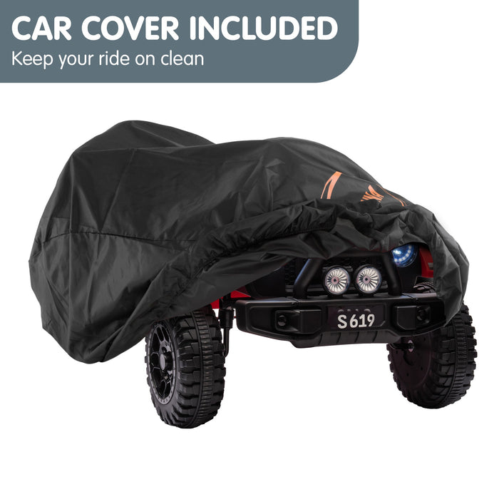 Toyota Jeep Inspired Kids Ride On Car with Remote Control & Detachable Shovel | Cherry Red