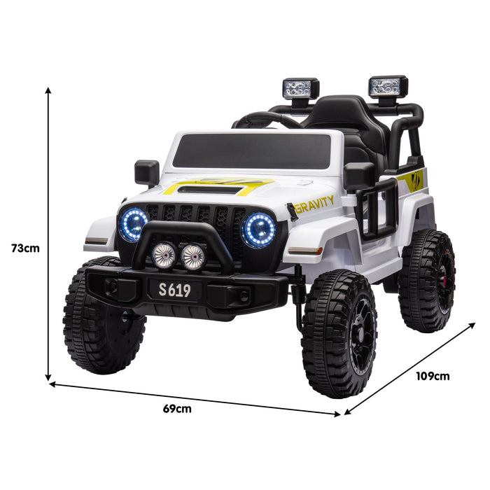 Toyota Jeep Inspired Kids Ride On Car with Remote Control & Detachable Shovel | Alpine White