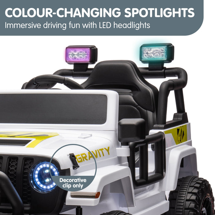 Toyota Jeep Inspired Kids Ride On Car with Remote Control & Detachable Shovel | Alpine White