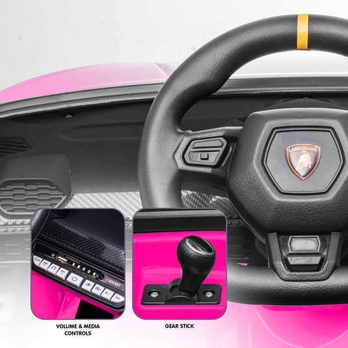 Lamborghini Huracán Performante Officially Licensed Kids Ride On Car with Remote Control | Flamingo (Bright Pink)