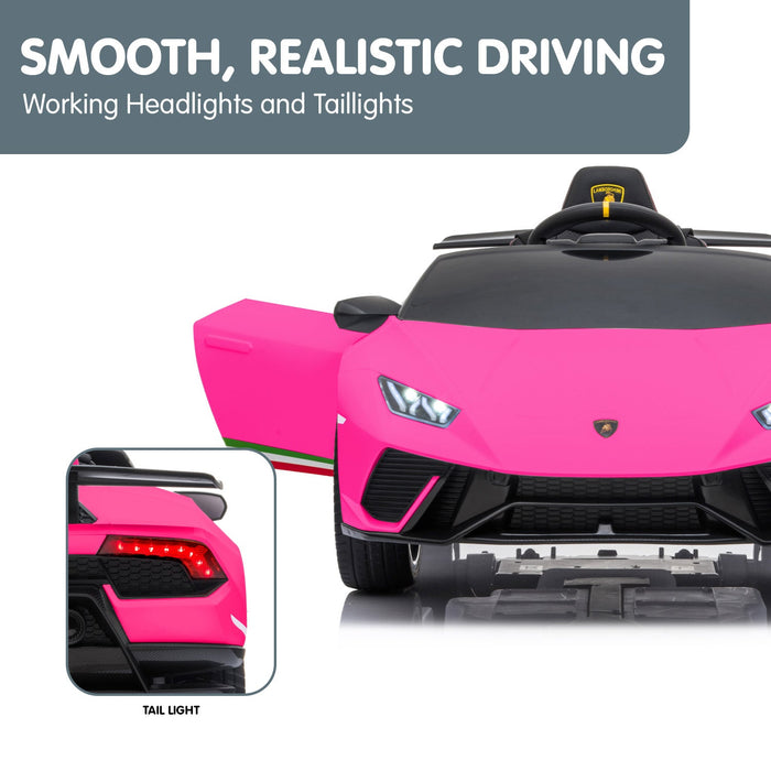 Lamborghini Huracán Performante Officially Licensed Kids Ride On Car with Remote Control | Flamingo (Bright Pink)