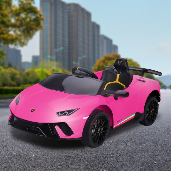 Lamborghini Huracán Performante Officially Licensed Kids Ride On Car with Remote Control | Flamingo (Bright Pink)