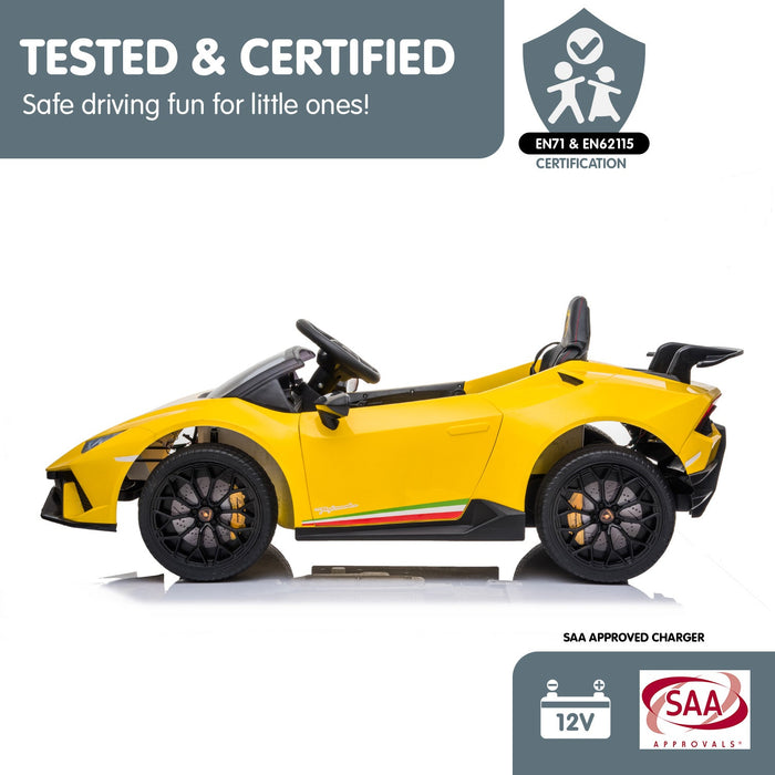 Lamborghini Aventador Officially Licensed Kids Ride On Car with Remote Control | Giallo (Yellow)