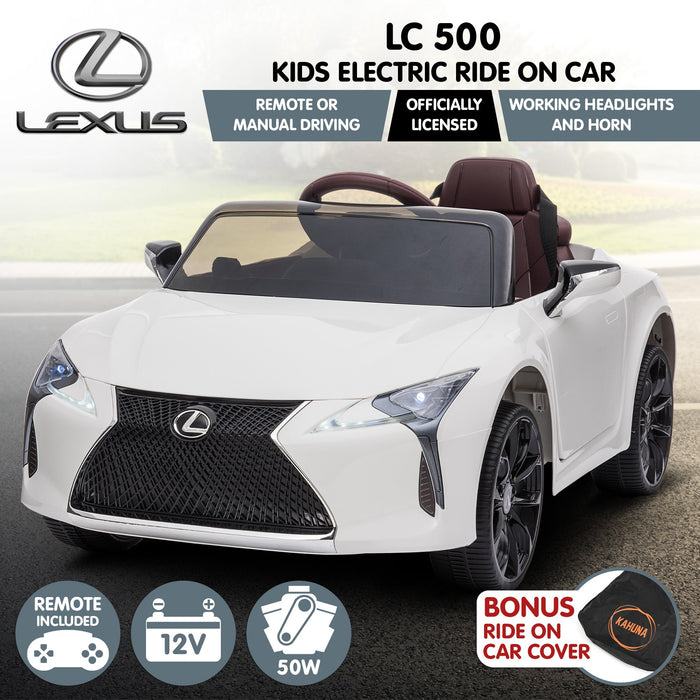 Officially Licensed Lexus LC 500 Premium Kids Ride On Car with Remote Control | Eminent White