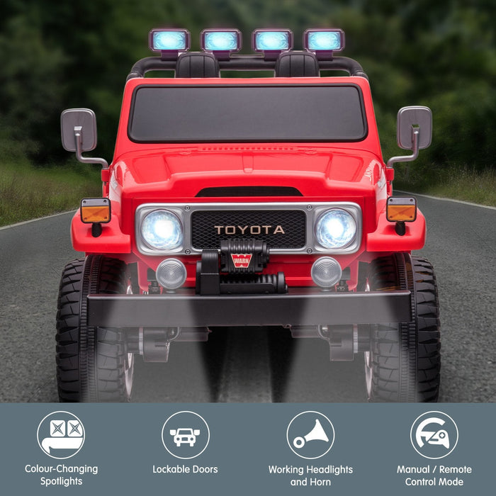 Twin (Two) Seater Toyota FJ-40 Officially Licensed Off Road Kids Ride On Car | Red