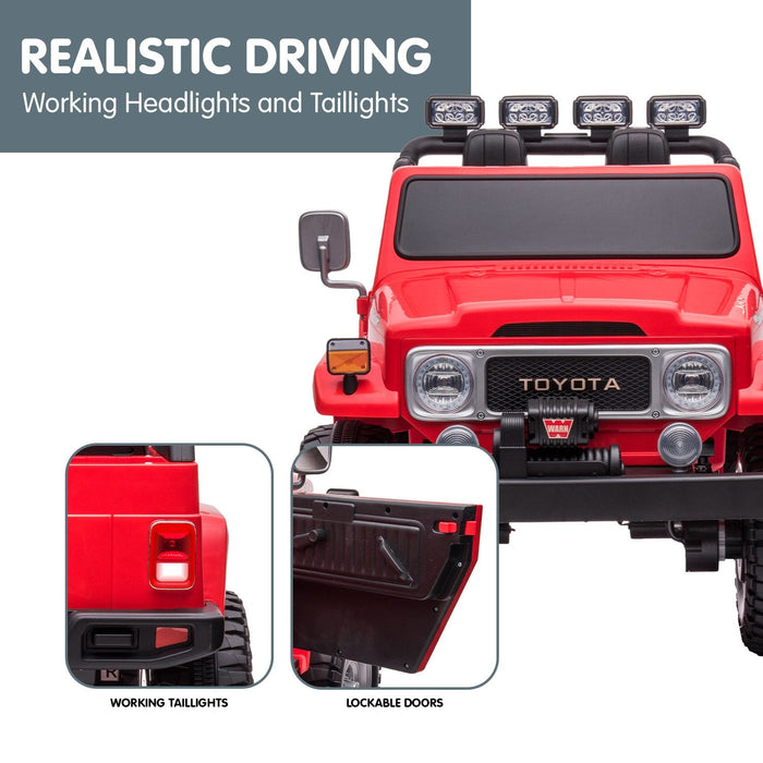 Twin (Two) Seater Toyota FJ-40 Officially Licensed Off Road Kids Ride On Car | Red