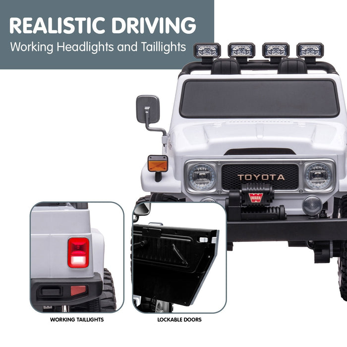 Two Seater Toyota FJ-40 Officially Licensed Off Road Kids Ride On Car | White