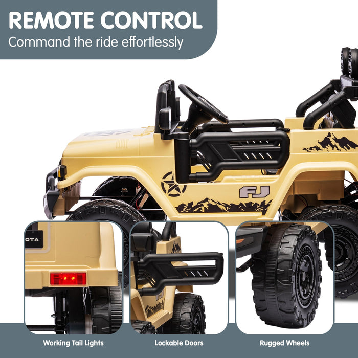 Officially Licensed Toyota FJ Cruiser Jeep Kids Ride On Car with Remote Control | British Khaki