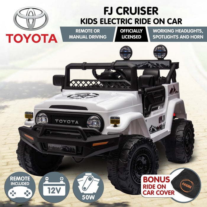 Officially Licensed Toyota FJ Cruiser Jeep Kids Ride On Car with Remote Control | Blizzard White