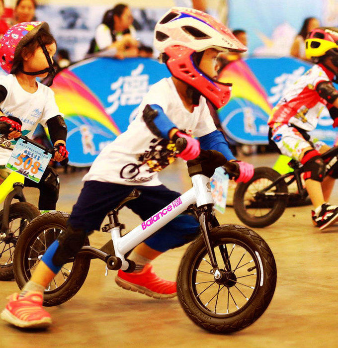 Track Star Deluxe 12 Inch Kids Balance Bike | Aluminium Silver & Blue