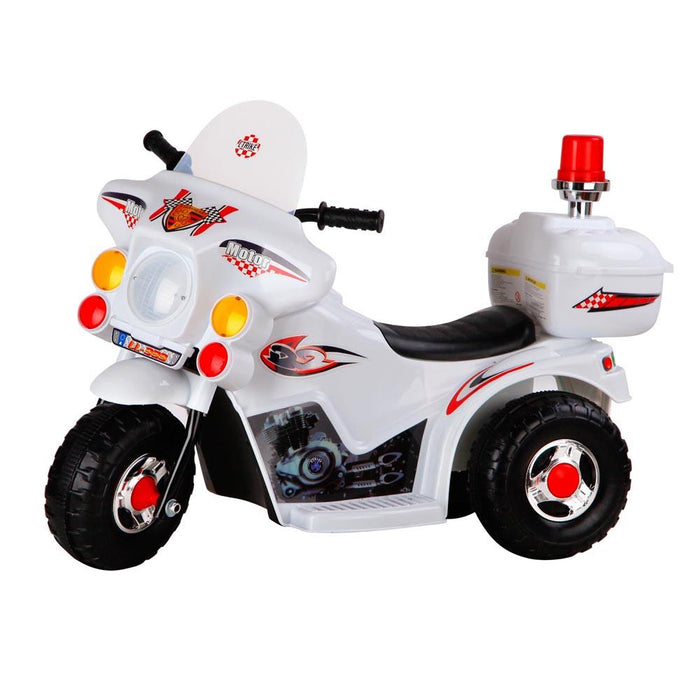 Police Inspired Kids Ride On Motorcycle | White
