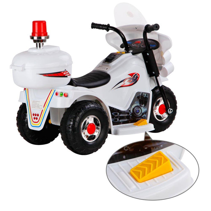 Police Inspired Kids Ride On Motorcycle | White