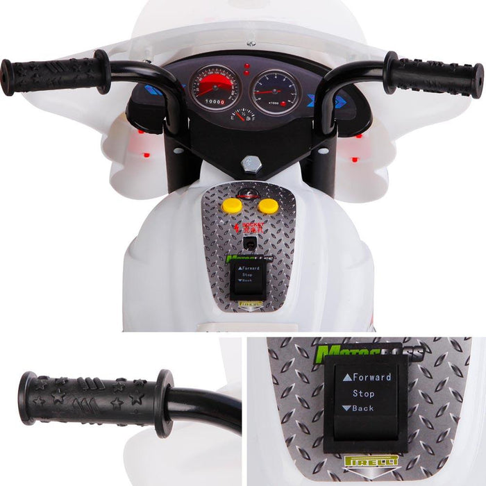 Police Inspired Kids Ride On Motorcycle | White