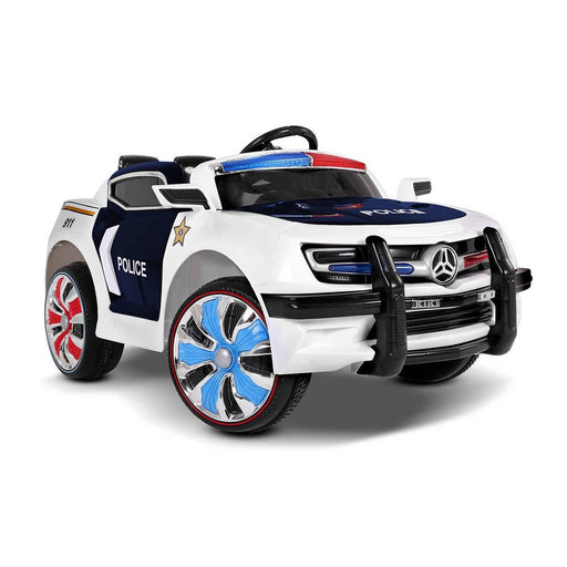 Police Inspired Kids Ride On Car with Remote Control | White/Black