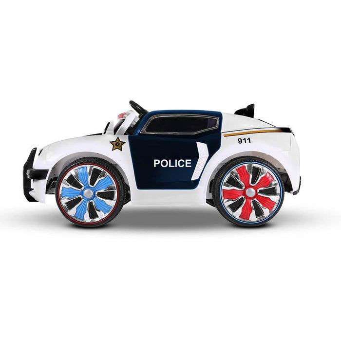 Police Inspired Kids Ride On Car with Remote Control | White/Black