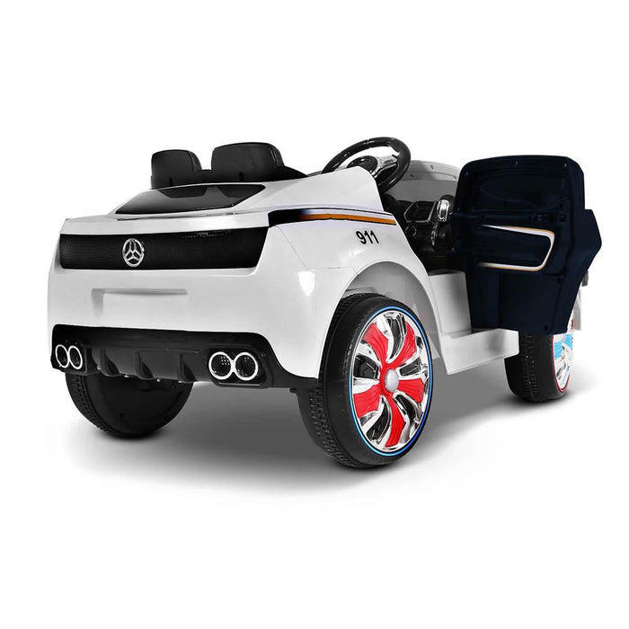 Police Inspired Kids Ride On Car with Remote Control | White/Black