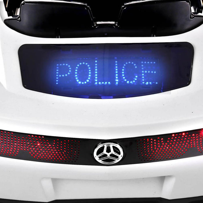 Police Inspired Kids Ride On Car with Remote Control | White/Black