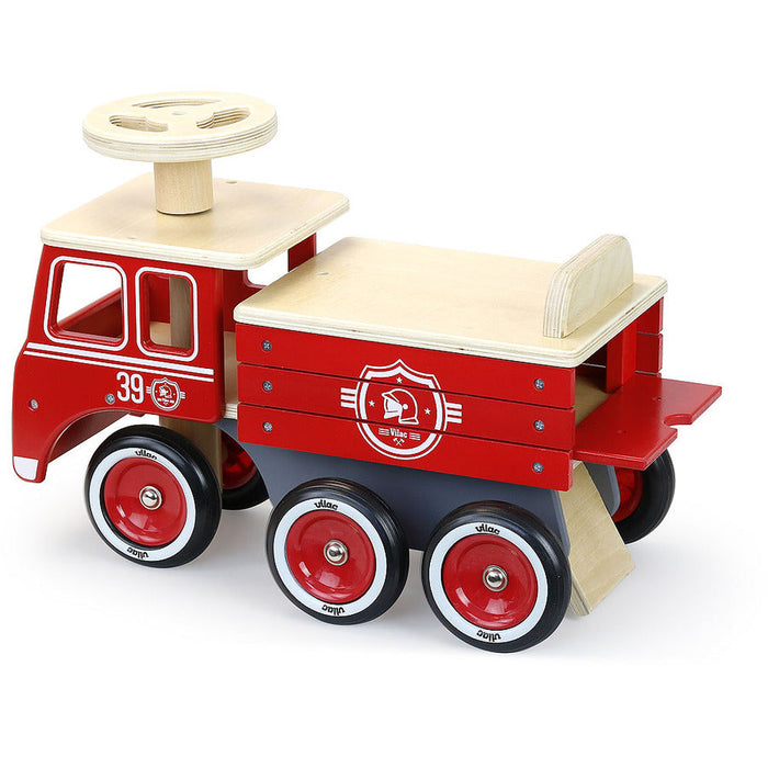 Circus Fire Engine Kids Retro Wooden Toy Fire Truck Ride On Push Car | Fire Engine Red ...