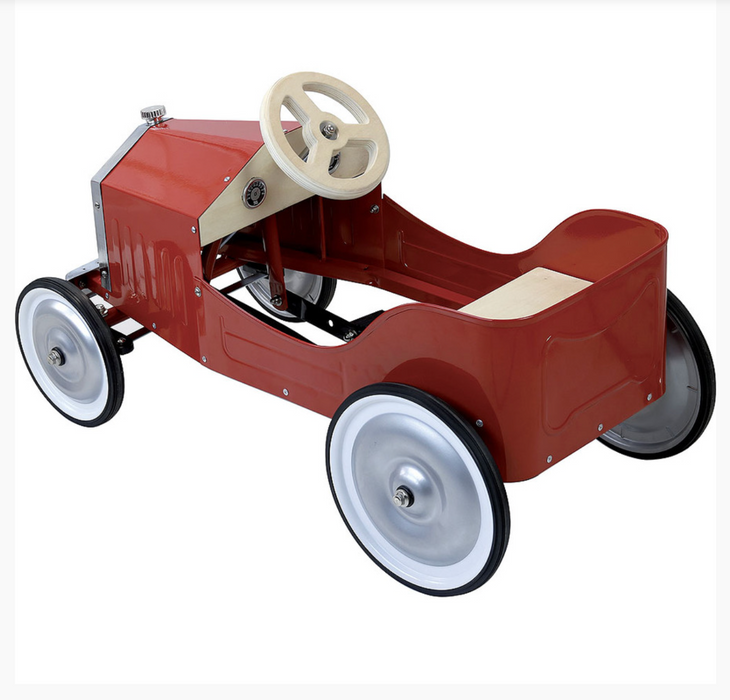 Kids Classic Vintage Racer Metal Ride On Pedal Car | Burnish Red